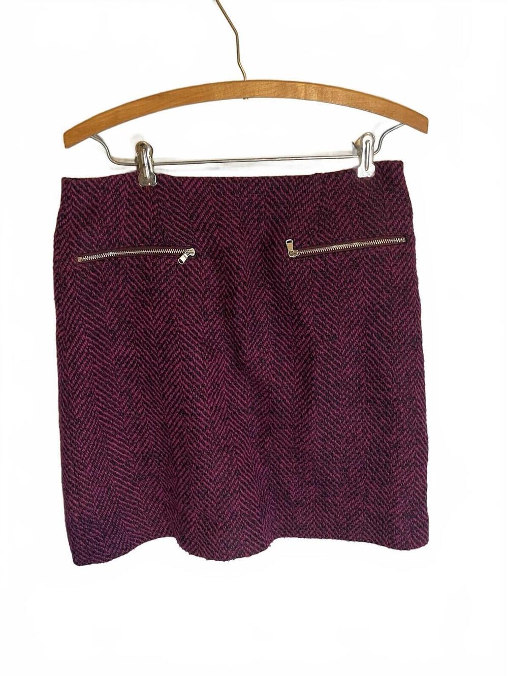 Ann Taylor LOFT Tweed Mini 18" Skirt Women's 6 Black Purple Herringbone Y2K